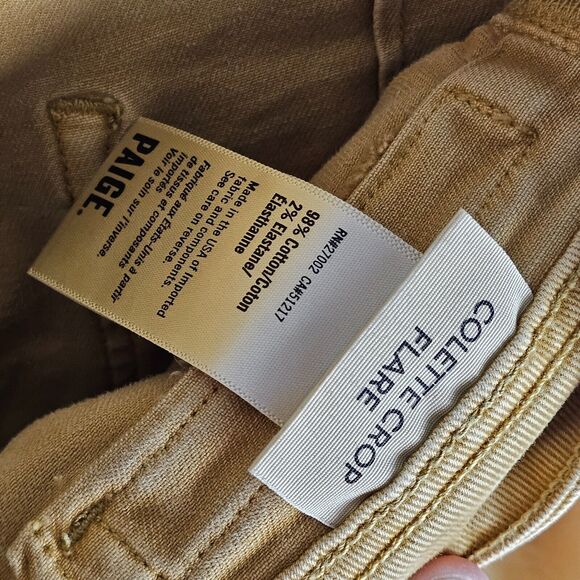 PAIGE Jeans Women’s 26 Yellow Colette Crop Flare Classic Ankle Pant - Picture 9 of 11